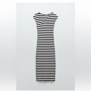 Zara Monochrome Striped Midi Dress